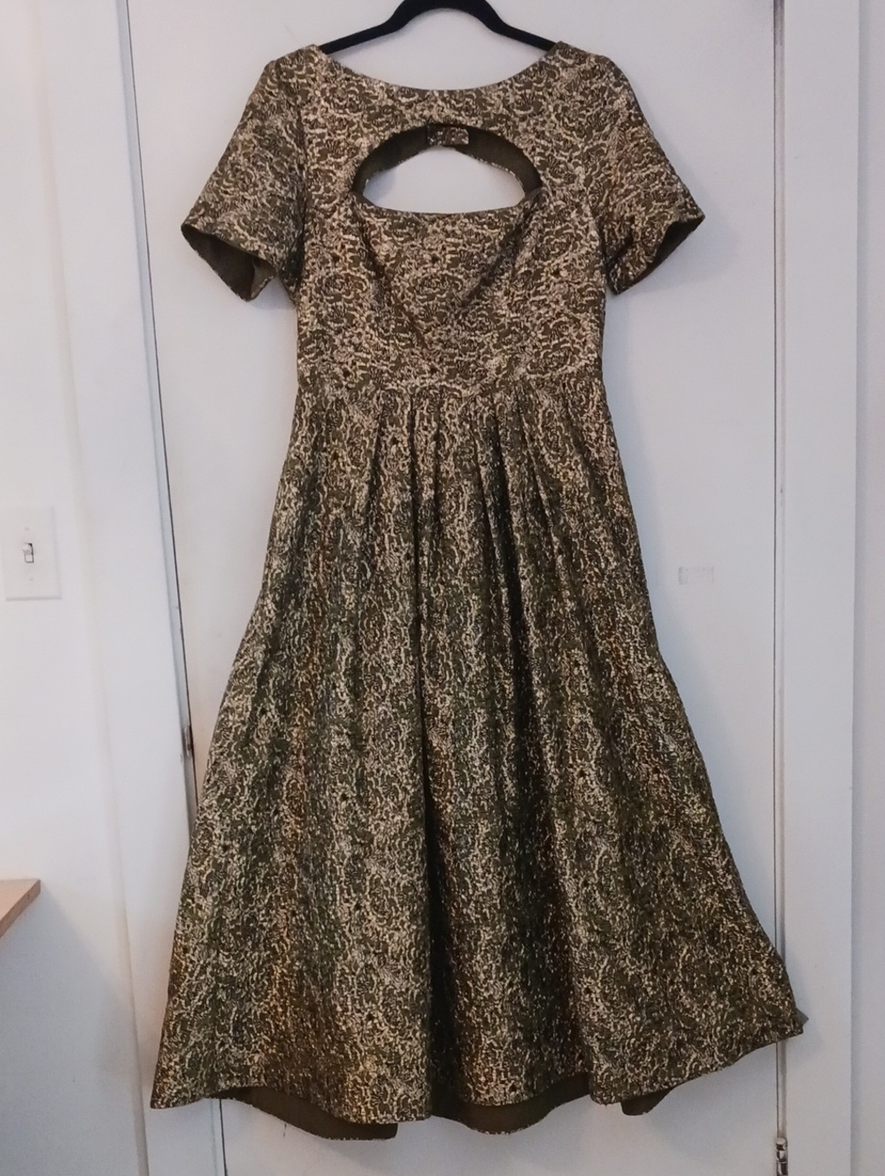 THEIA GOLD GREEN BROCADE FIT FLARE I